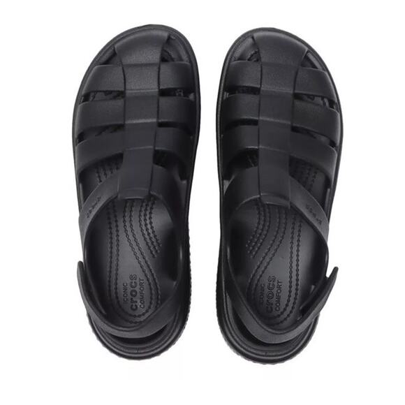 Crocs Stomp Fisherman Sandal Black Platform Slide Sandal Mens 7 / Womens 9 - Picture 4 of 4